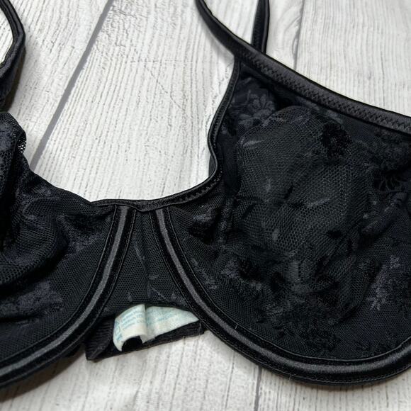 Maidenform Black Satin Lace Lightly Lined Underwired Bra Size 34D - Picture 3 of 6